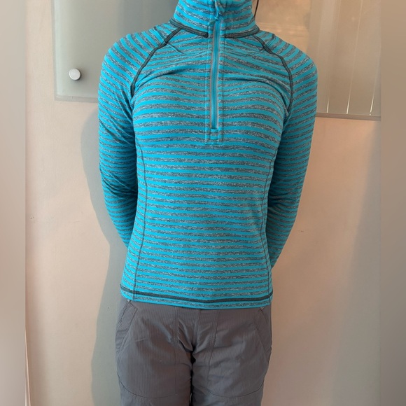 Ivivva by Lululemon striped long sleeve pullover tee half zip - Picture 6 of 7